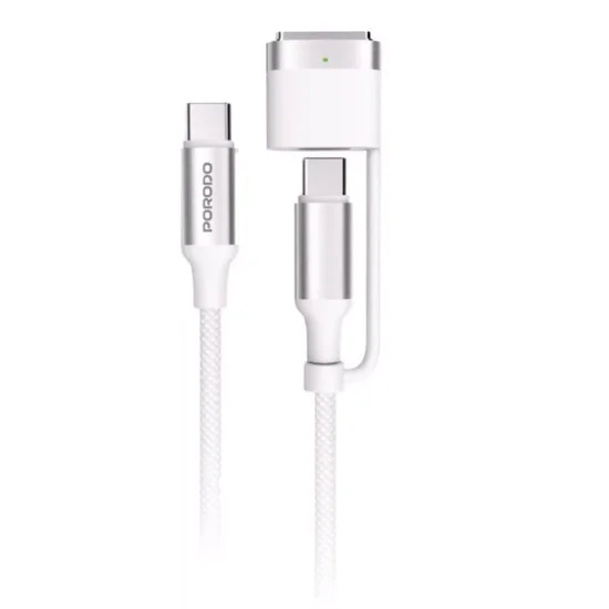 Porodo 2-In-1 Fast Cable With Magsafe 3 - 1.2M - White
